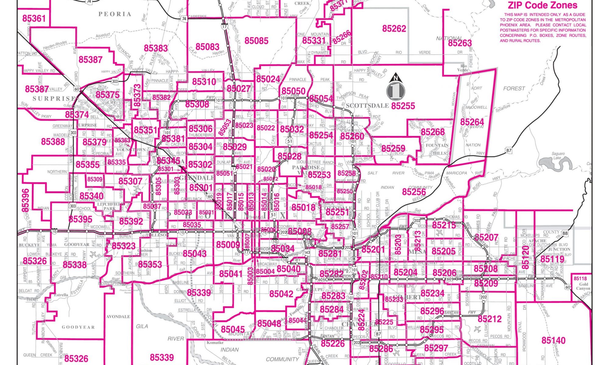 Printable Arizona Zip Code Map